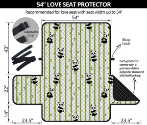 Cute Panda And Bamboo Pattern Print Loveseat Protector