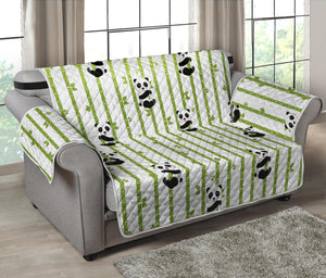 Cute Panda And Bamboo Pattern Print Loveseat Protector