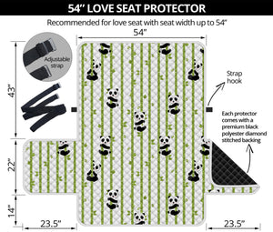 Cute Panda And Bamboo Pattern Print Loveseat Protector