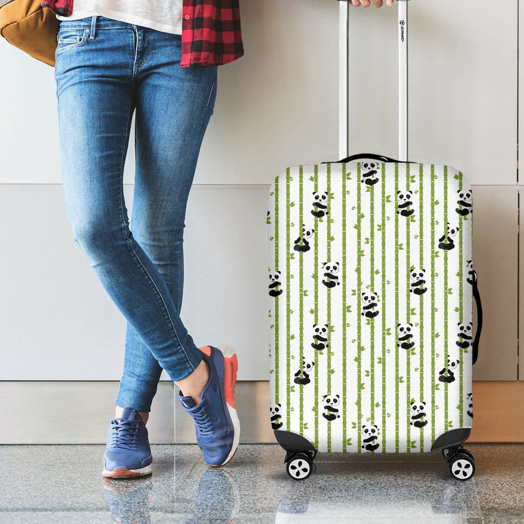 Cute Panda And Bamboo Pattern Print Luggage Cover