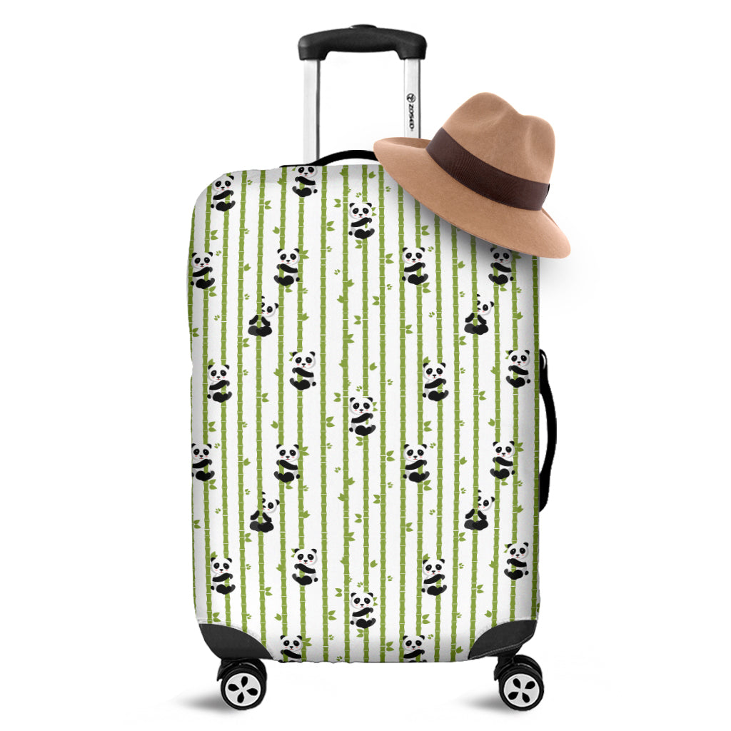 Cute Panda And Bamboo Pattern Print Luggage Cover