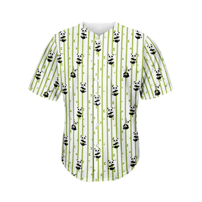 Cute Panda And Bamboo Pattern Print Men's Baseball Jersey