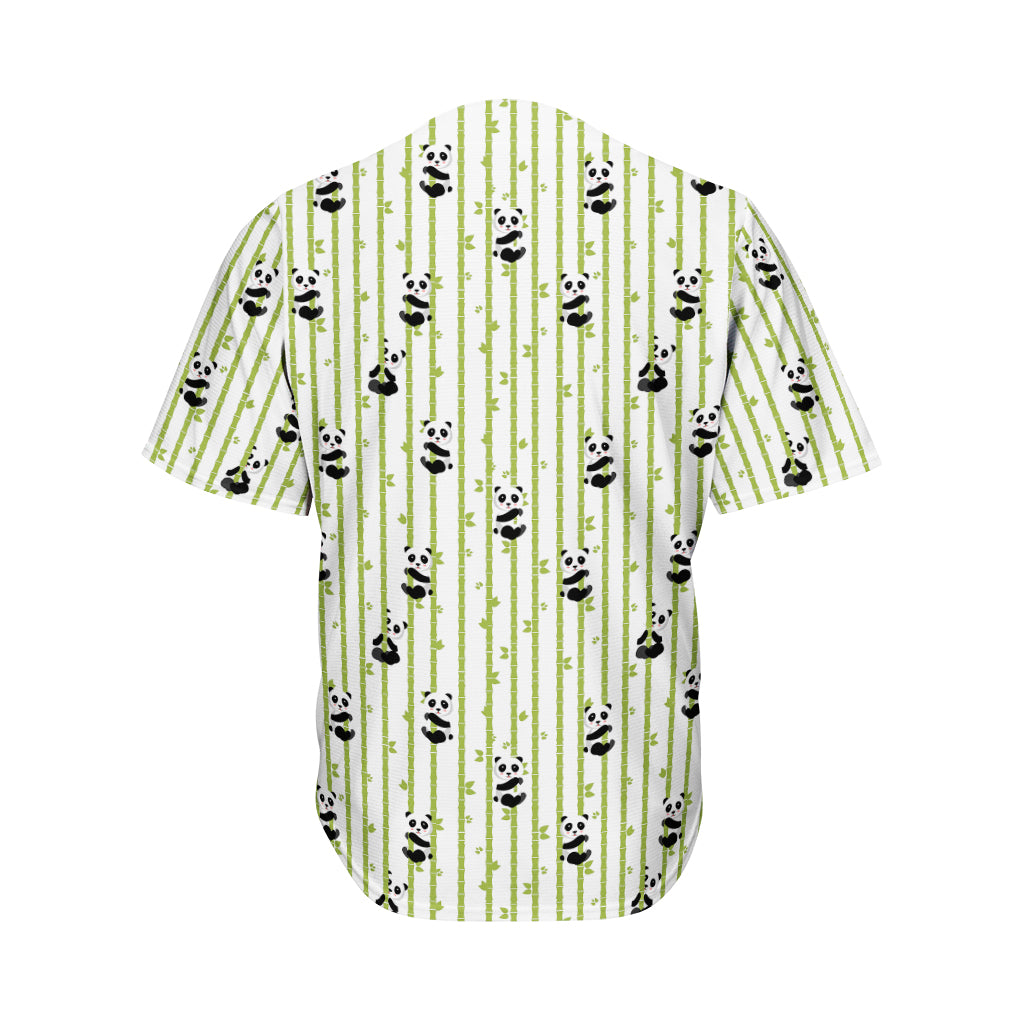 Cute Panda And Bamboo Pattern Print Men's Baseball Jersey