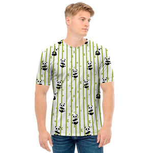 Cute Panda And Bamboo Pattern Print Men's T-Shirt