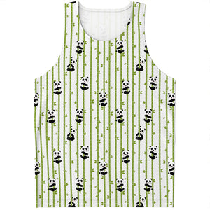 Cute Panda And Bamboo Pattern Print Men's Tank Top