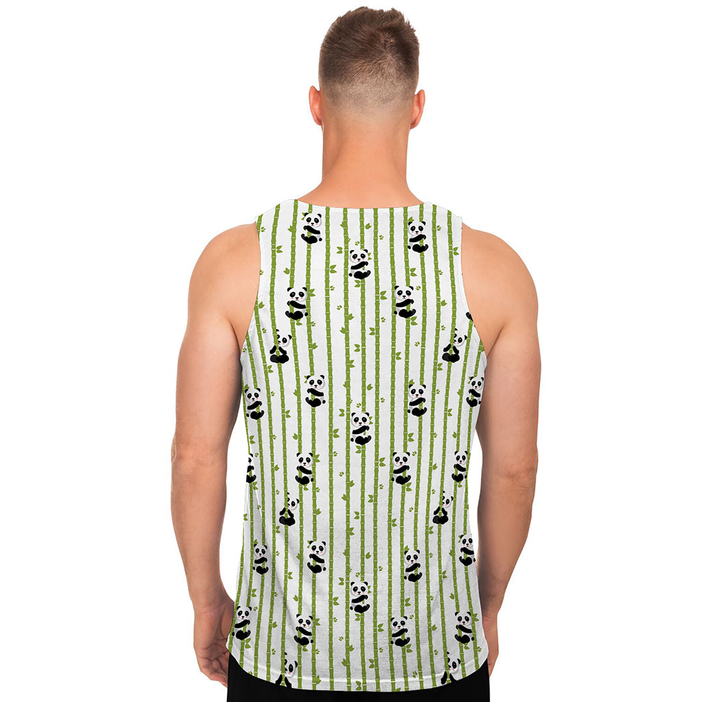 Cute Panda And Bamboo Pattern Print Men's Tank Top