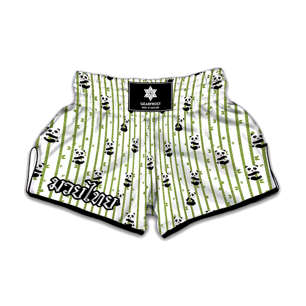 Cute Panda And Bamboo Pattern Print Muay Thai Boxing Shorts