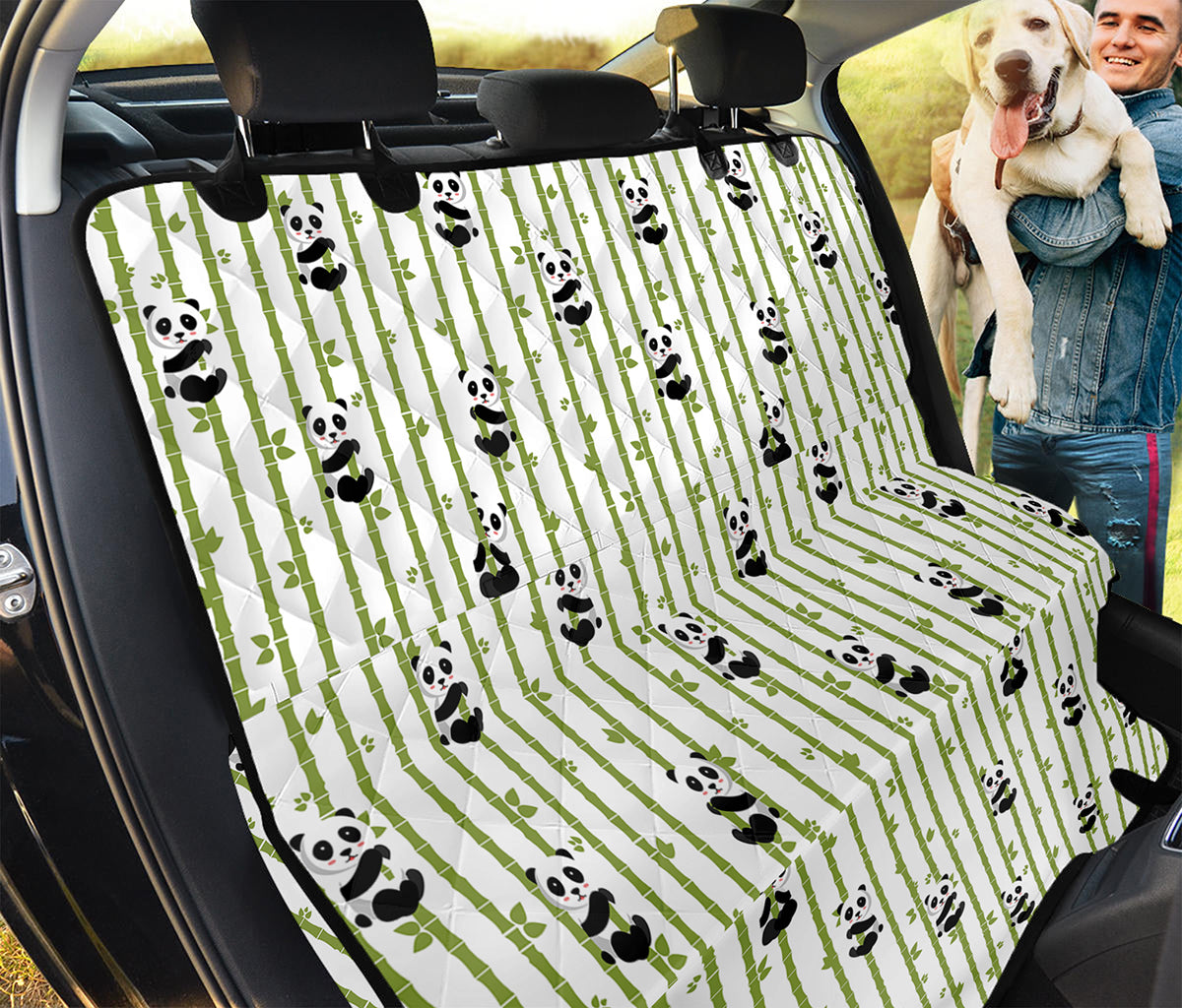 Cute Panda And Bamboo Pattern Print Pet Car Back Seat Cover