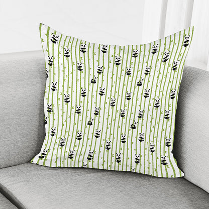 Cute Panda And Bamboo Pattern Print Pillow Cover