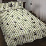 Cute Panda And Bamboo Pattern Print Quilt Bed Set