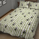 Cute Panda And Bamboo Pattern Print Quilt Bed Set