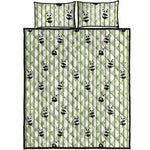 Cute Panda And Bamboo Pattern Print Quilt Bed Set