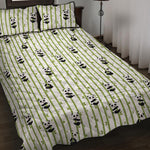 Cute Panda And Bamboo Pattern Print Quilt Bed Set