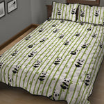 Cute Panda And Bamboo Pattern Print Quilt Bed Set