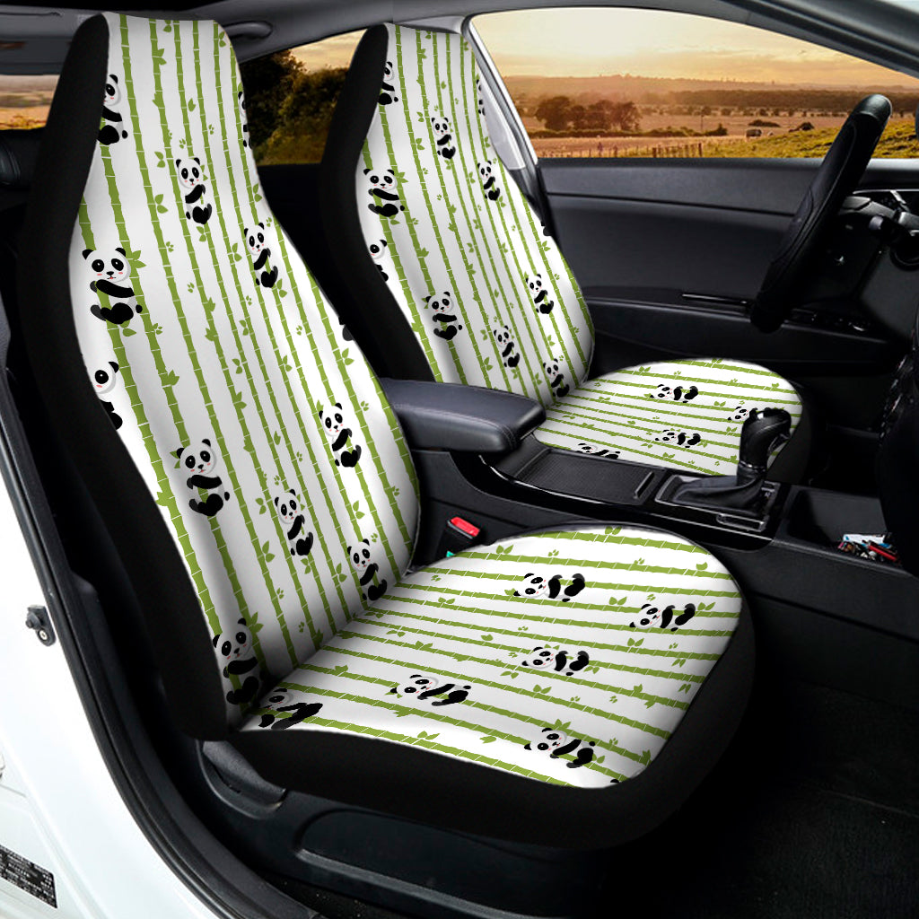 Cute Panda And Bamboo Pattern Print Universal Fit Car Seat Covers