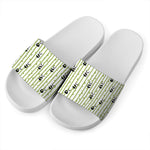 Cute Panda And Bamboo Pattern Print White Slide Sandals