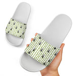 Cute Panda And Bamboo Pattern Print White Slide Sandals