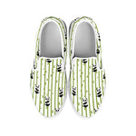 Cute Panda And Bamboo Pattern Print White Slip On Shoes