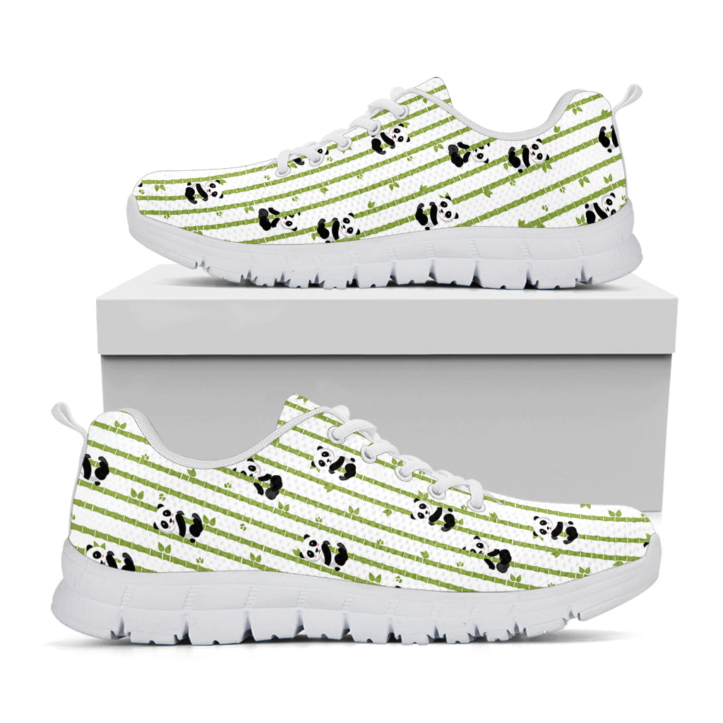 Cute Panda And Bamboo Pattern Print White Sneakers