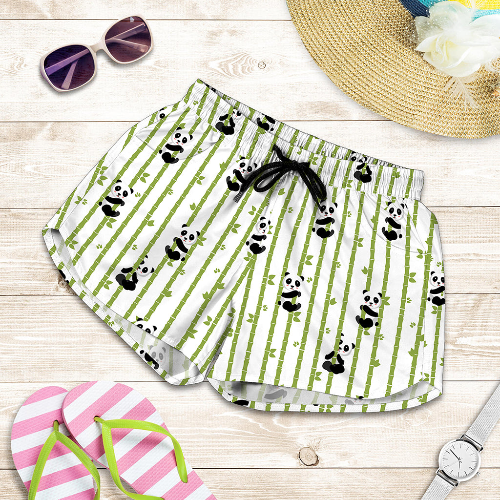 Cute Panda And Bamboo Pattern Print Women's Shorts