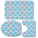 Cute Panda And Parachute Pattern Print 3 Piece Bath Mat Set