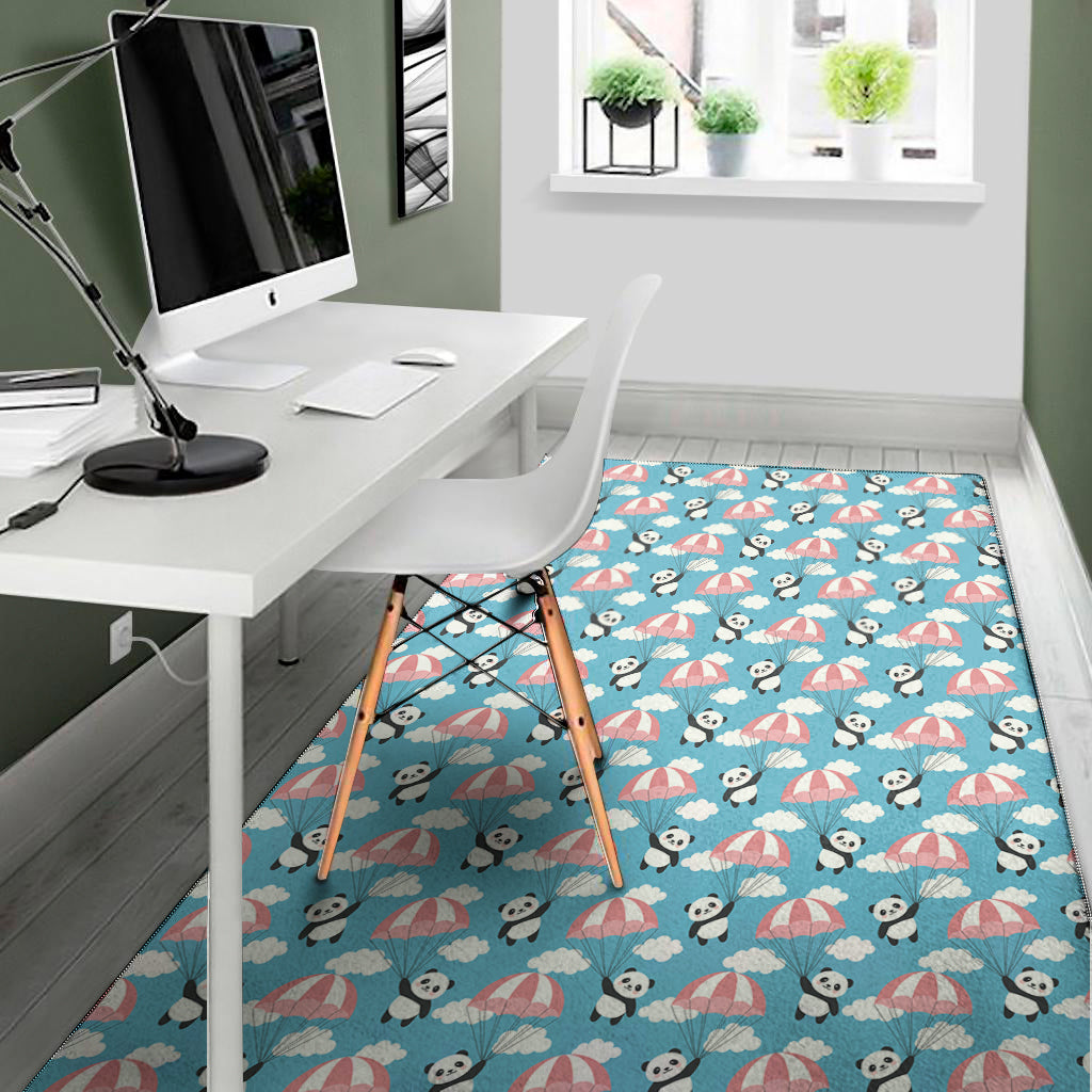 Cute Panda And Parachute Pattern Print Area Rug