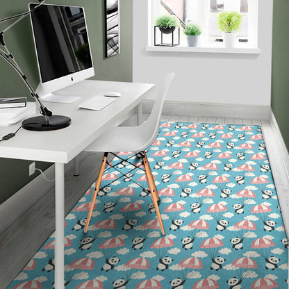 Cute Panda And Parachute Pattern Print Area Rug