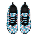 Cute Panda And Parachute Pattern Print Black Sneakers