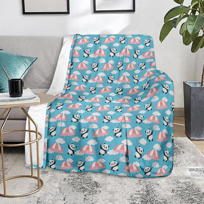Cute Panda And Parachute Pattern Print Blanket