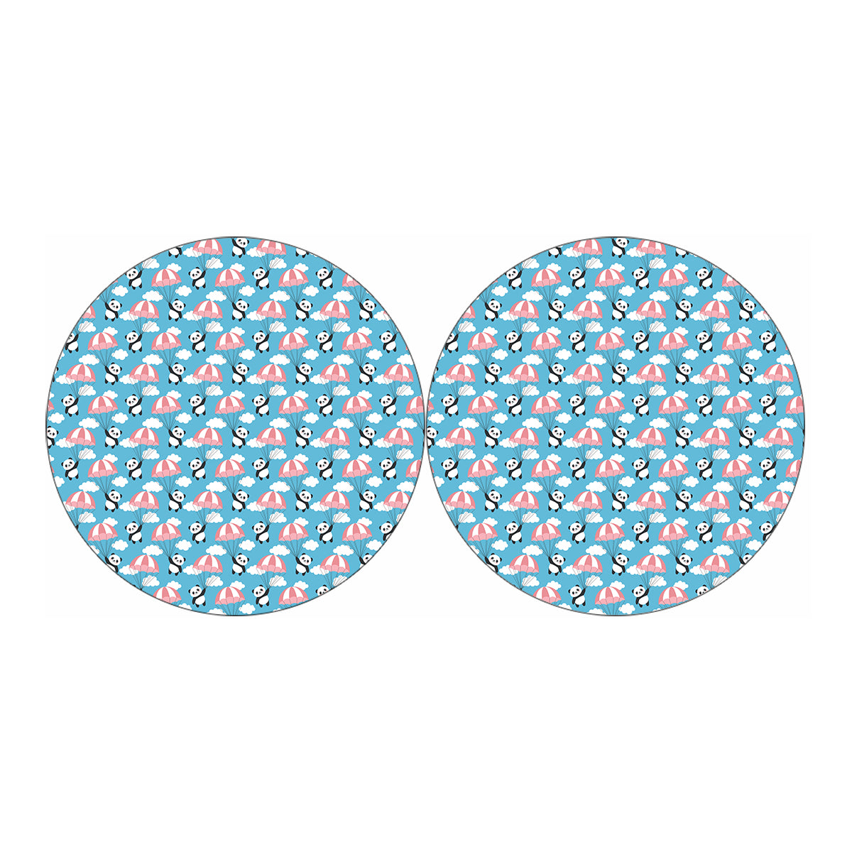 Cute Panda And Parachute Pattern Print Car Coasters