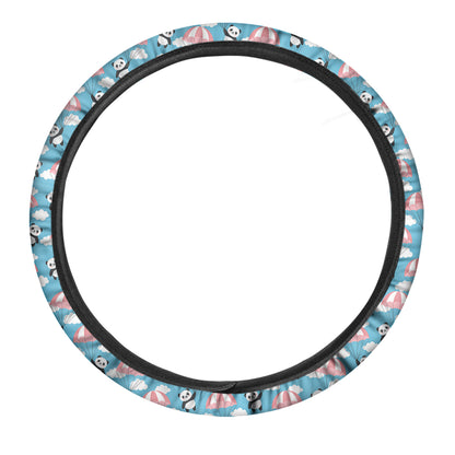 Cute Panda And Parachute Pattern Print Car Steering Wheel Cover