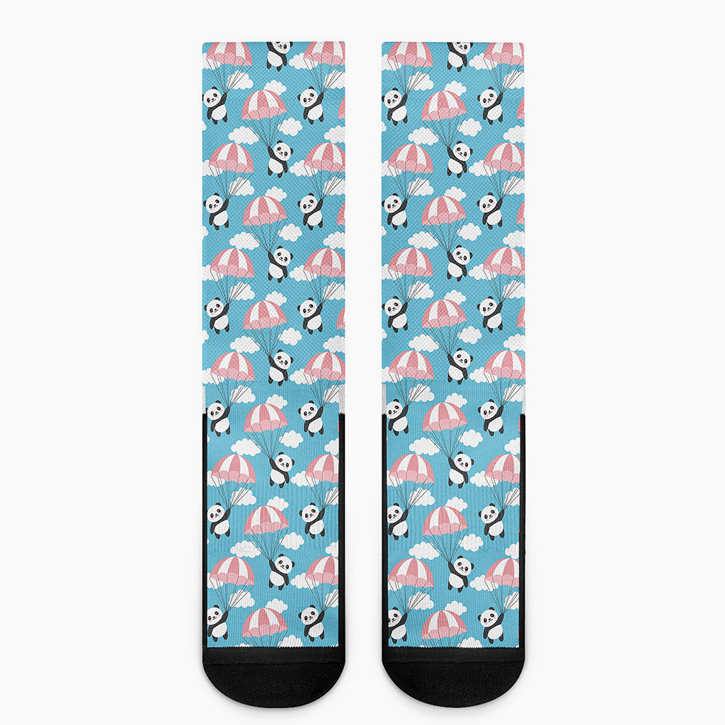 Cute Panda And Parachute Pattern Print Crew Socks