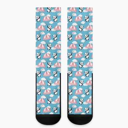 Cute Panda And Parachute Pattern Print Crew Socks