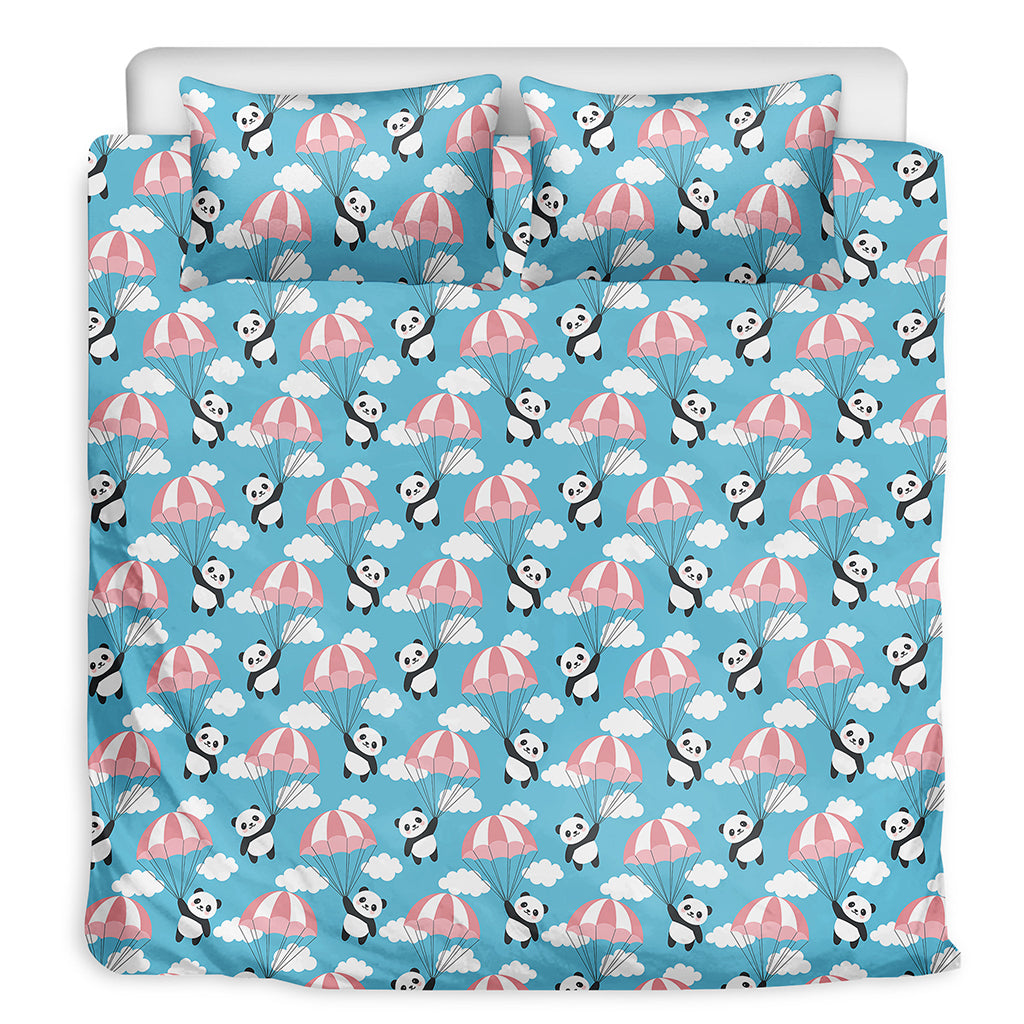 Cute Panda And Parachute Pattern Print Duvet Cover Bedding Set