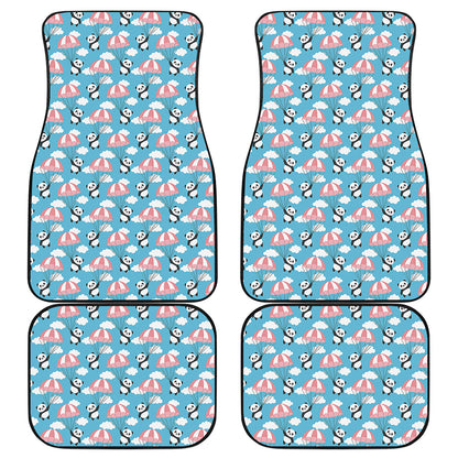 Cute Panda And Parachute Pattern Print Front and Back Car Floor Mats