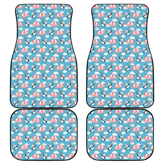 Cute Panda And Parachute Pattern Print Front and Back Car Floor Mats
