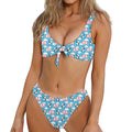 Cute Panda And Parachute Pattern Print Front Bow Tie Bikini