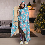 Cute Panda And Parachute Pattern Print Hooded Blanket