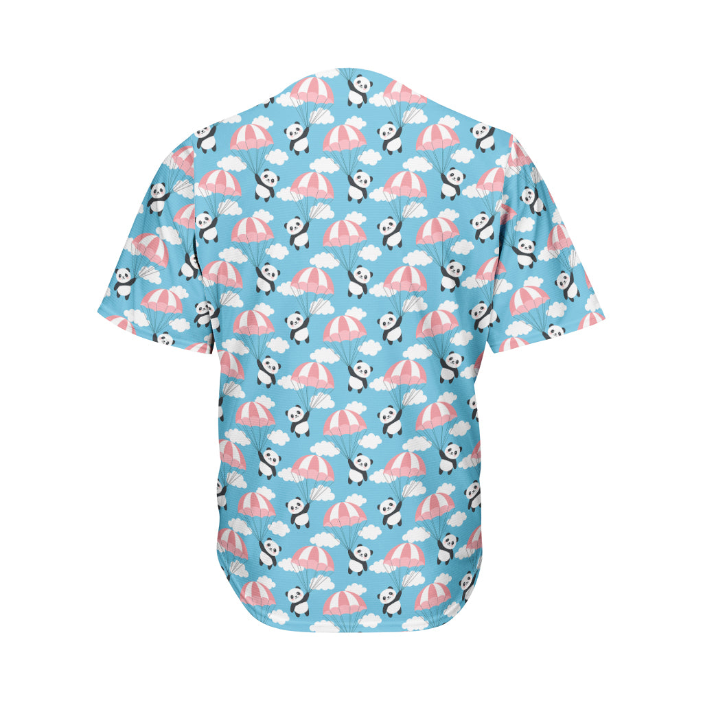 Cute Panda And Parachute Pattern Print Men's Baseball Jersey