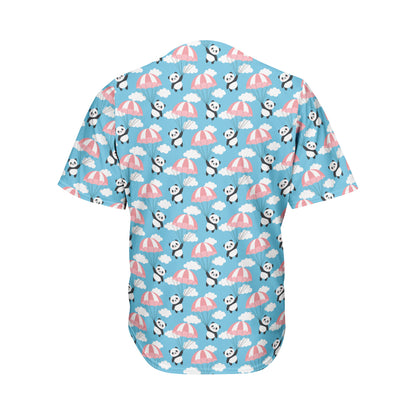 Cute Panda And Parachute Pattern Print Men's Baseball Jersey