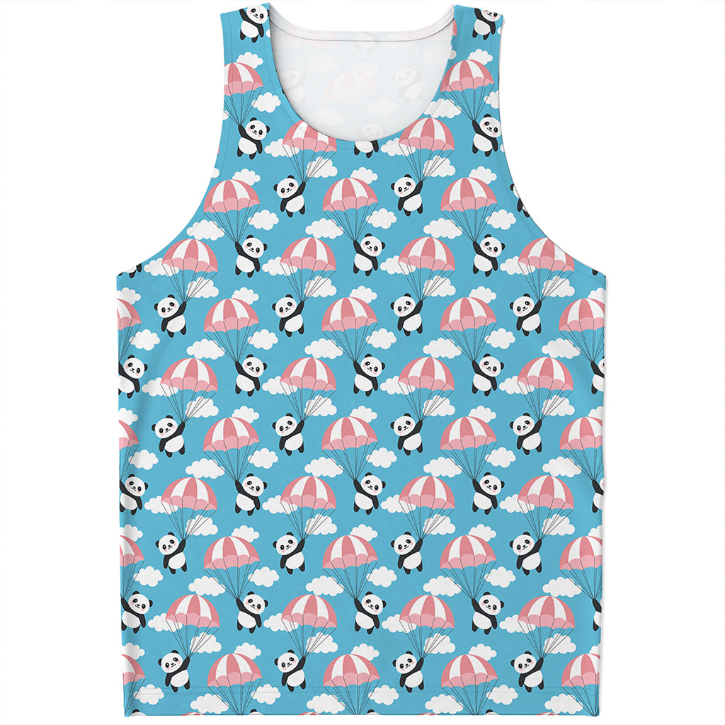 Cute Panda And Parachute Pattern Print Men's Tank Top