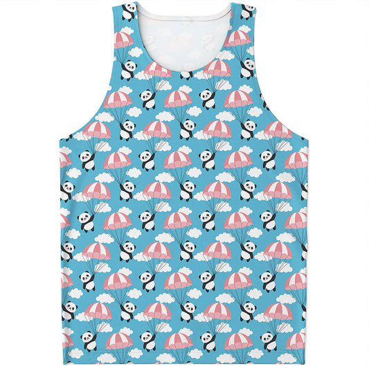 Cute Panda And Parachute Pattern Print Men's Tank Top