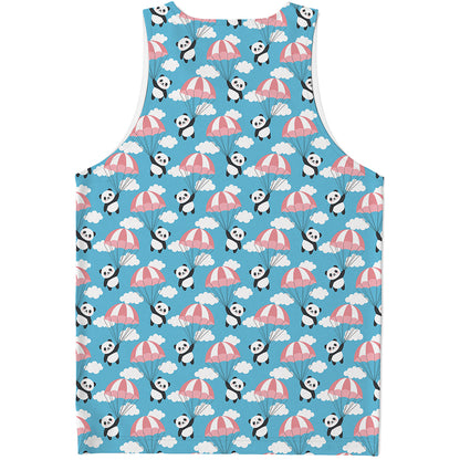 Cute Panda And Parachute Pattern Print Men's Tank Top