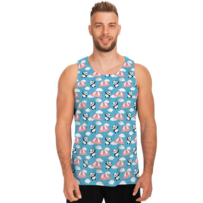 Cute Panda And Parachute Pattern Print Men's Tank Top