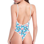 Cute Panda And Parachute Pattern Print One Piece High Cut Swimsuit