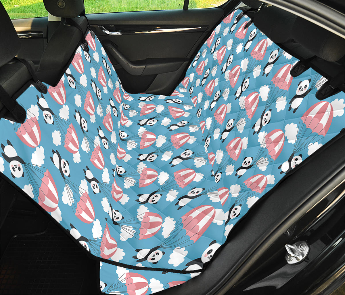 Cute Panda And Parachute Pattern Print Pet Car Back Seat Cover
