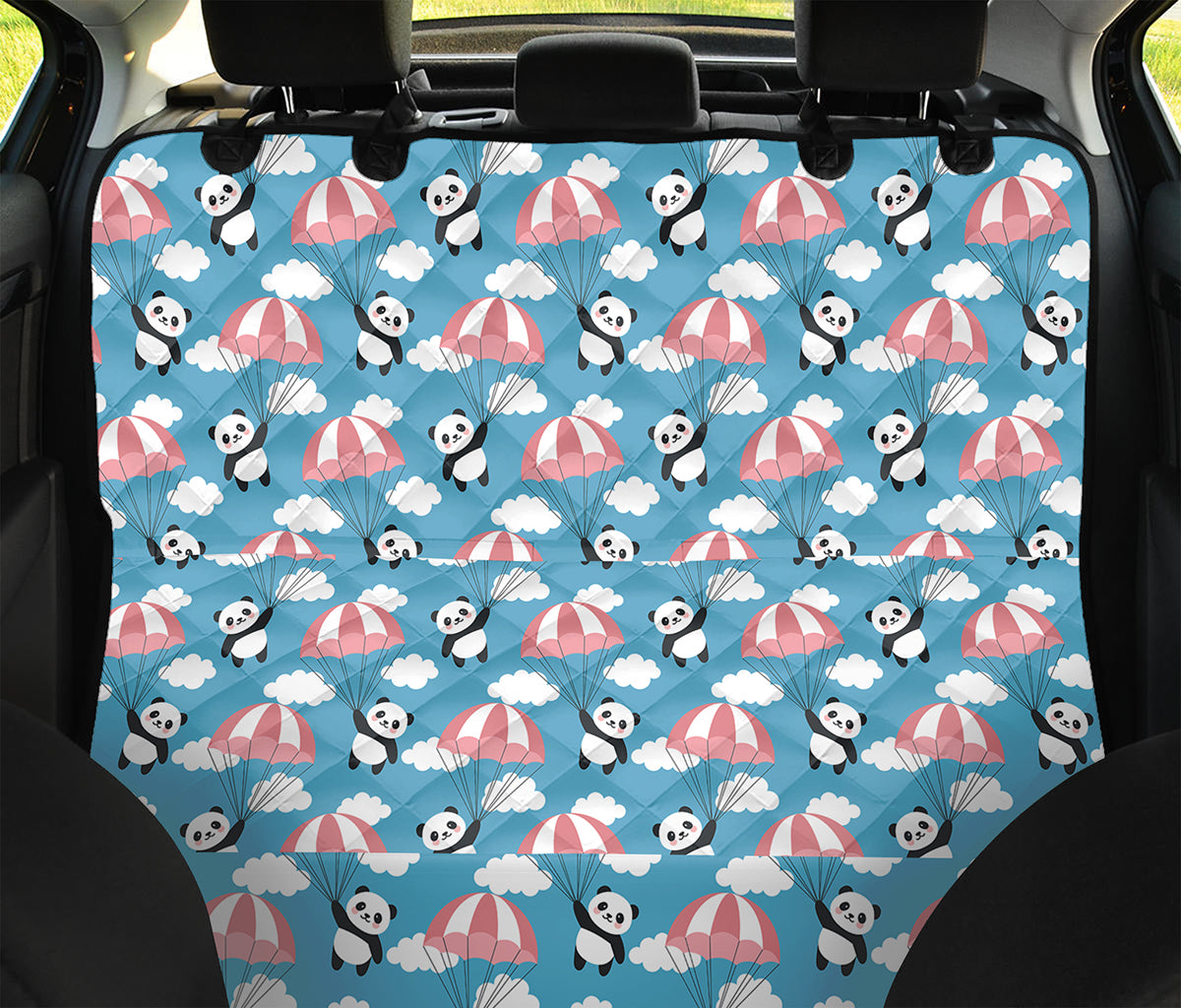 Cute Panda And Parachute Pattern Print Pet Car Back Seat Cover