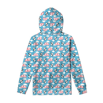 Cute Panda And Parachute Pattern Print Pullover Hoodie