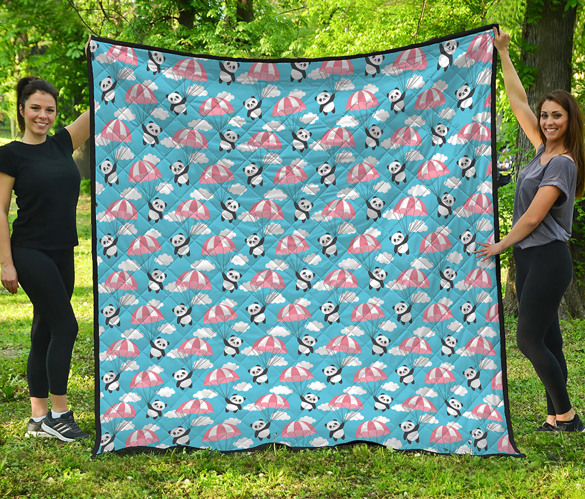 Cute Panda And Parachute Pattern Print Quilt
