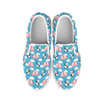 Cute Panda And Parachute Pattern Print White Slip On Shoes